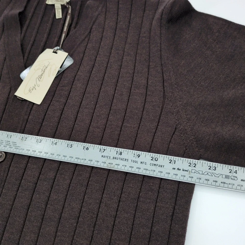 Enzo Mantovani Men XXL Cardigan Sweater Brown Ribbed Knit V-Neck Button Italy